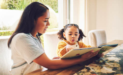 Stay at home mom reading to child 